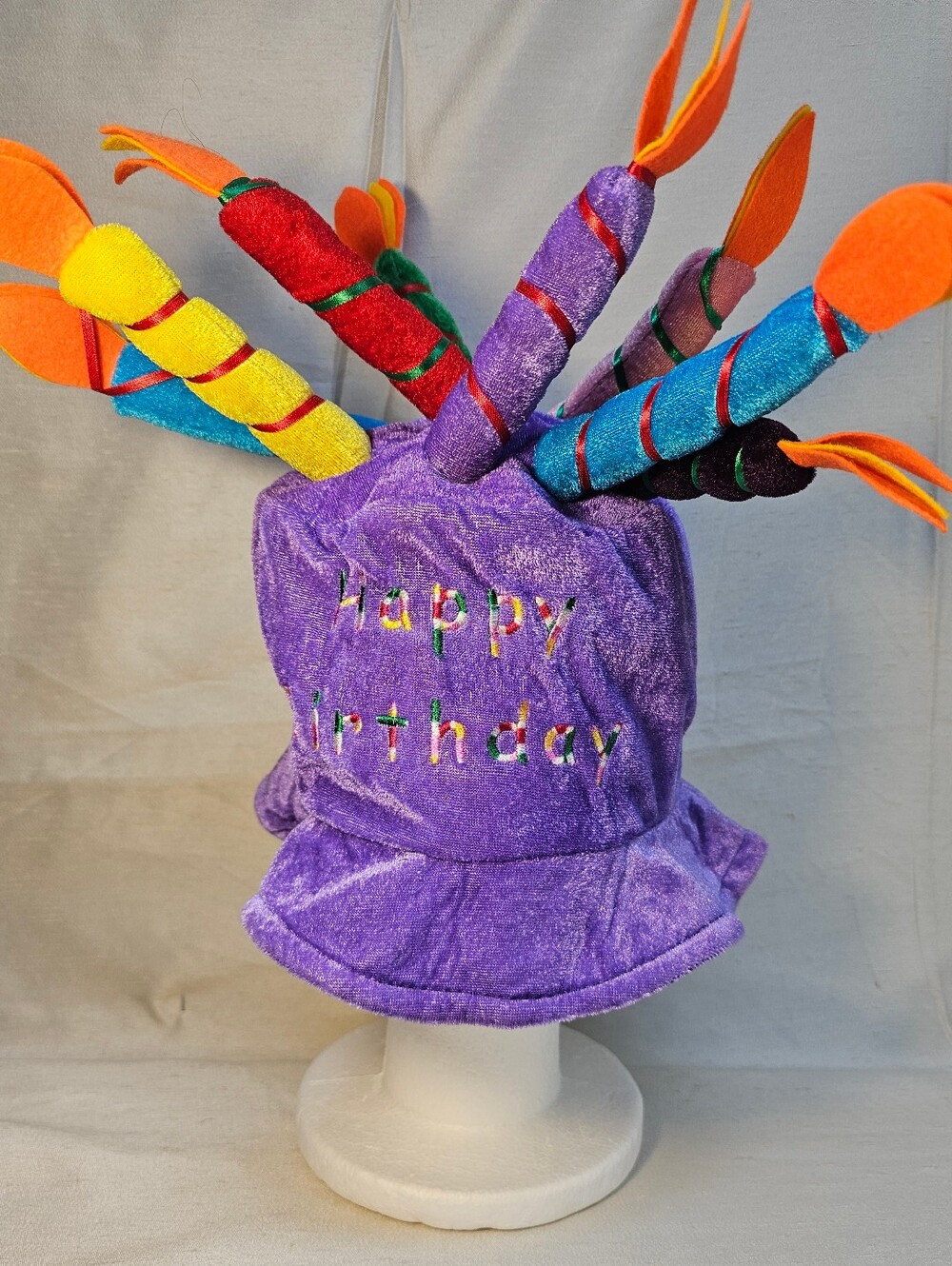 Purple 'Happy Birthday' With Candles Unisex Party Hat